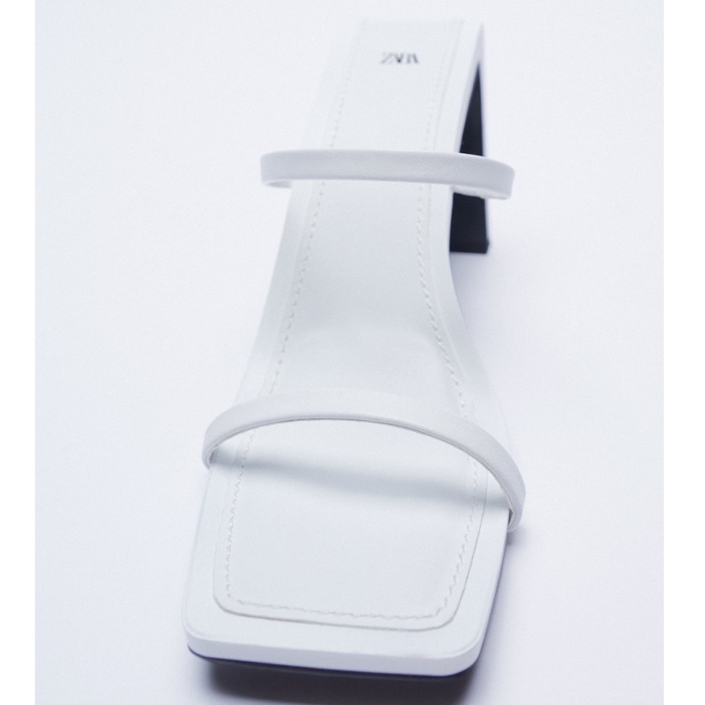 RARE Zara Minimalist Strappy Leather Heeled Sandal - Picture 12 of 16